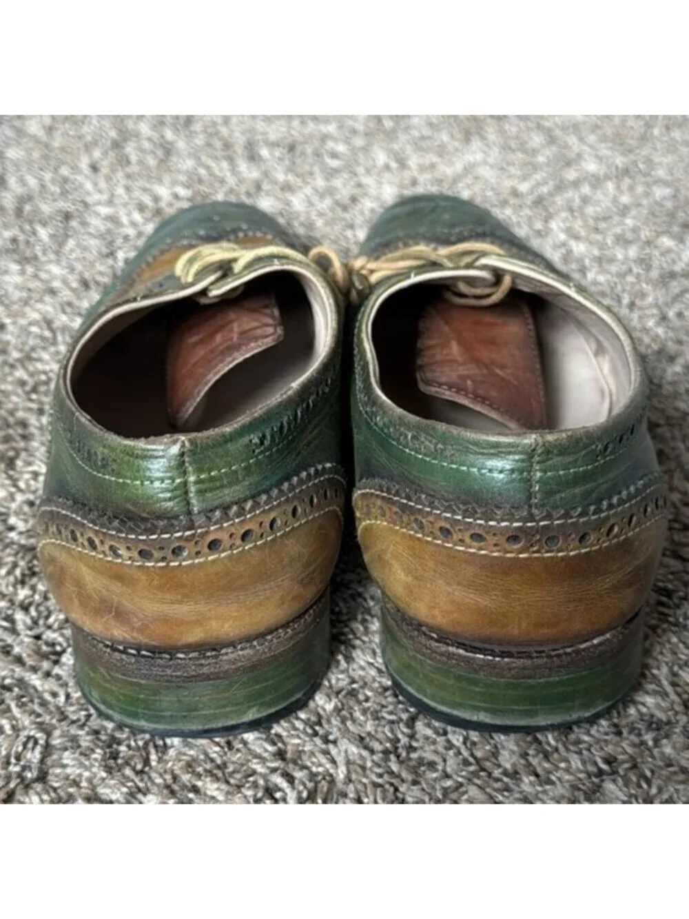 Lethato Wingtip Green Brown Men's Dress Shoe Size 9.5/10